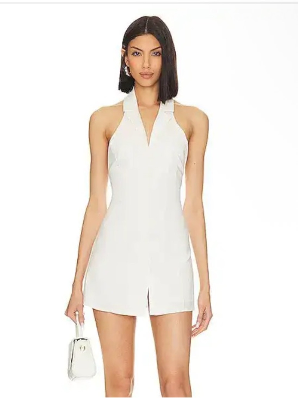 SNDYS button down white mini sleeveless Halter Dress Revolve NWT S